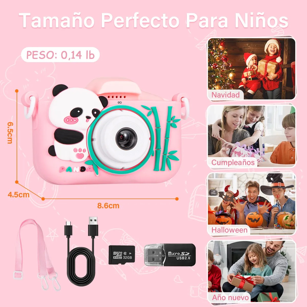 C&aacute;mara Digital Para Ni&ntilde;os Hd De Doble Lente 1080p+32gb Rojo image number null