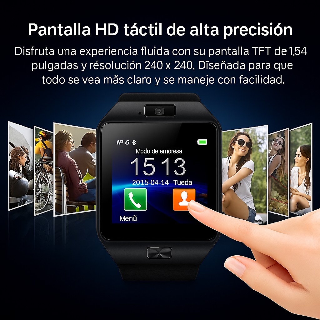 Smartwatch DZ09 Bluetooth con C&aacute;mara y Llamadas Pantalla Touch Compatible Android Negro COMERLIV image number null