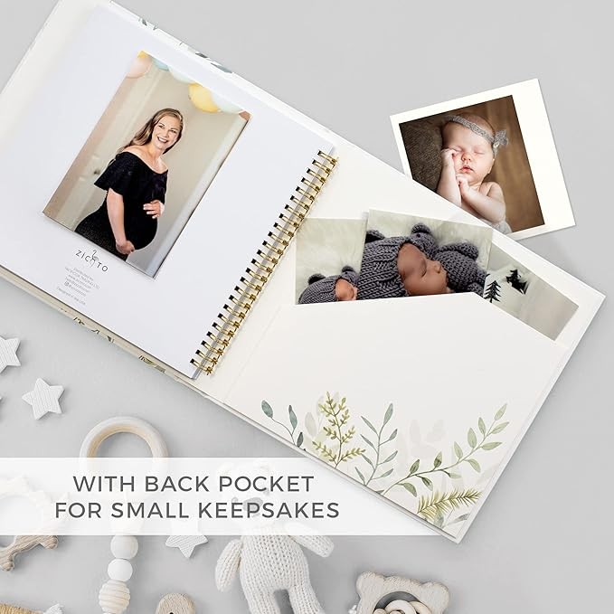 A Libro de recuerdos para beb&eacute;s para ni&ntilde;os y ni&ntilde;as &ndash; &Aacute;lbum de fotos atemporal para beb&eacute;s de 5 a&ntilde;os &ndash; Libro y diario neutro para beb&eacute;s &ndash; Un libro de hitos para grabar cada evento desde el nacimiento. image number null