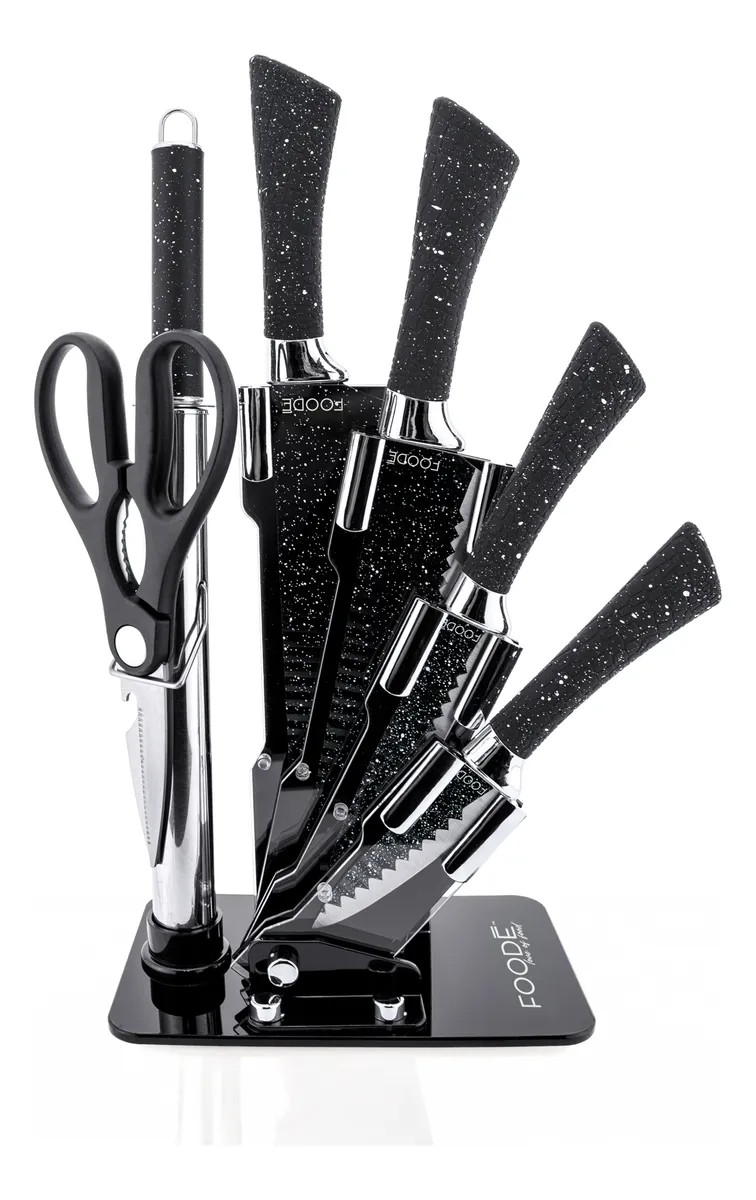 Cuchillos Acero 7 Piezas Inoxidable Antiadherente Hoja Premium Inoxidable Foode Fde01064 Negro image number null