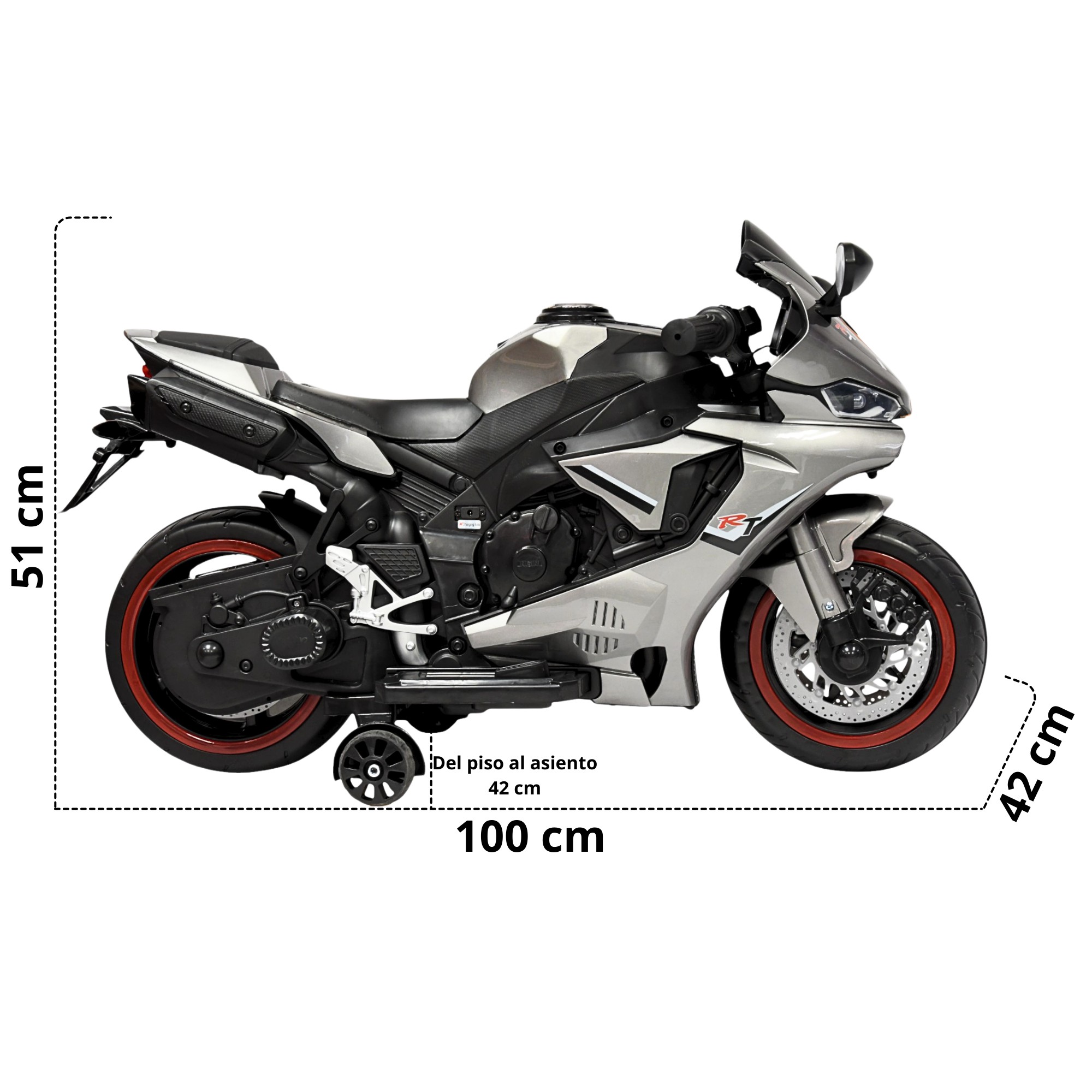Moto Montable El&eacute;ctrica para Ni&ntilde;os Luces Led Sonido y Freno Bater&iacute;a 12v- Gris image number null