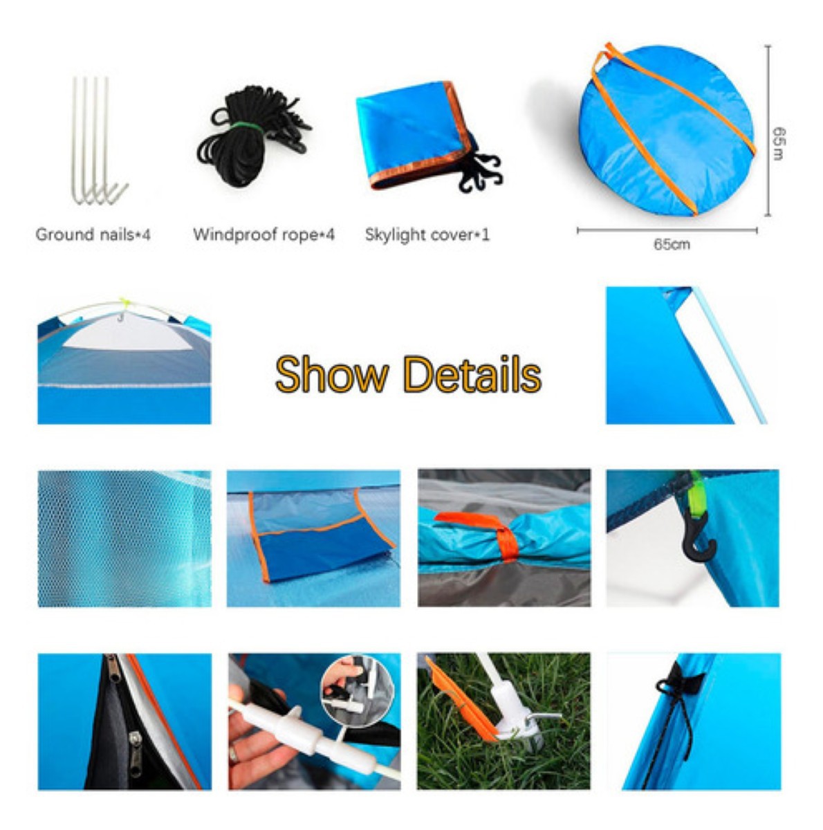 "Tienda Casa Campa&ntilde;a Exterior Camping Pop Up 2 Persona 2*1.4m Azul " image number null