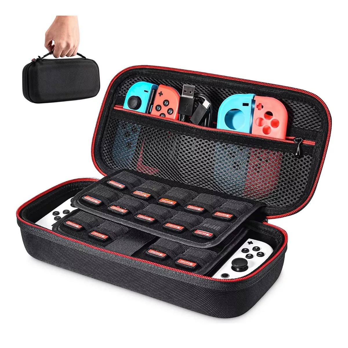 Kit De Accesorios Para Nintendo Switch/oled Bolso De Mano Negro . image number null