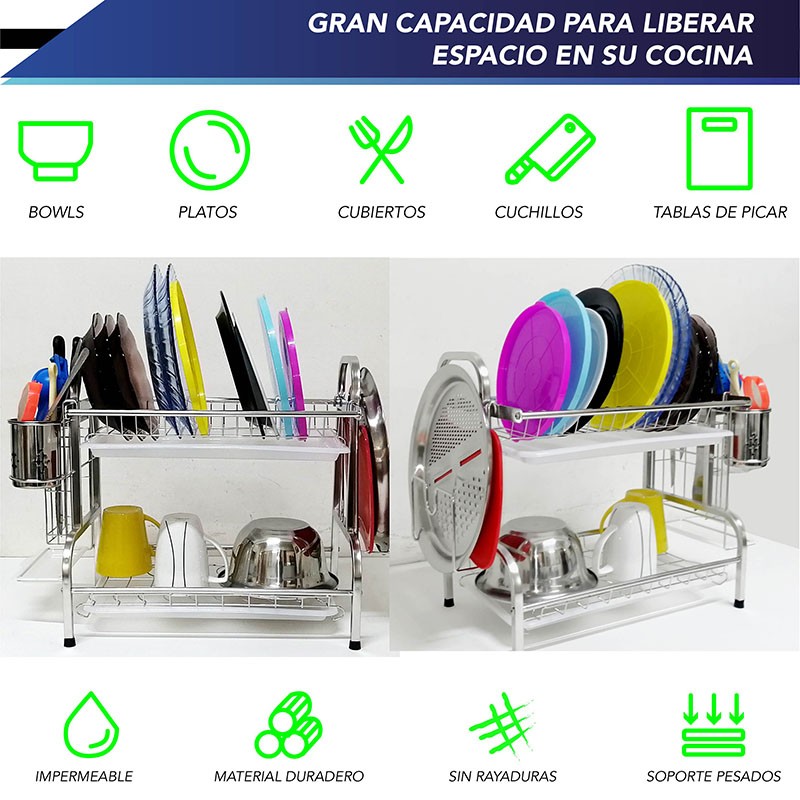 Escurridor de trastes 2 Niveles RD ROYAL COOK de Acero Inoxidable image number null