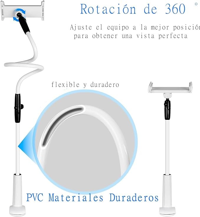 A Yostyle Soporte para Celular de Brazo Flexible, Soporte para Tel&eacute;fono M&oacute;vil Cuello de Cisne para Cama Escritorio o Mesa Brazos Largos de 110 cm Soporte para 3.7-7.7" Smartphones Tablet. image number null