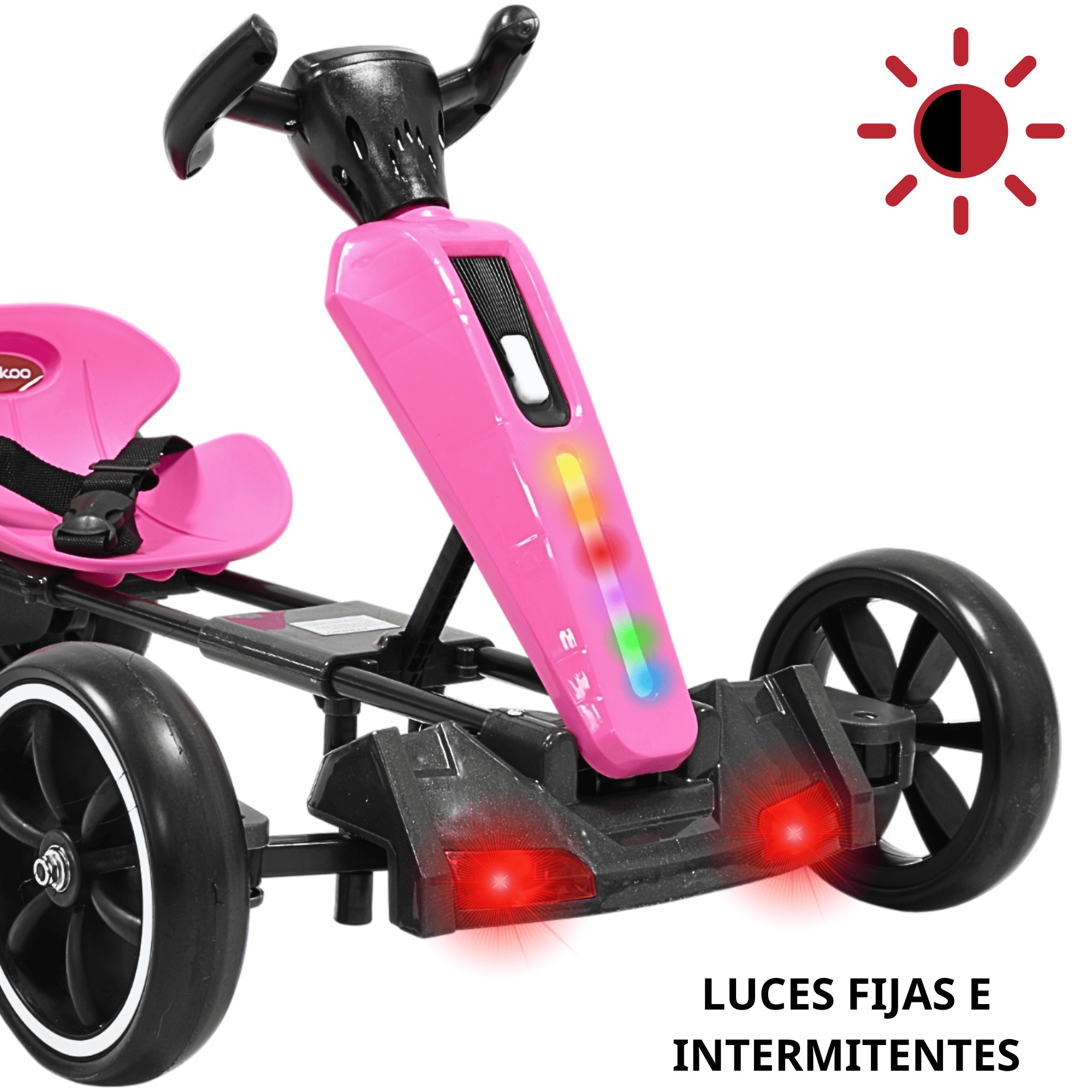 Montable Electrico para Ni&ntilde;os Go Kart Luz Sonido Bluetooth Bater&iacute;a 12v - Rosa image number null