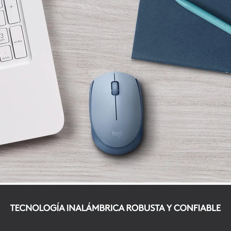 Mouse Ergon&oacute;mico Logitech M170, Inal&aacute;mbrico, &Oacute;ptico, 1.000DPI, RF Inal&aacute;mbrico, Azul image number null