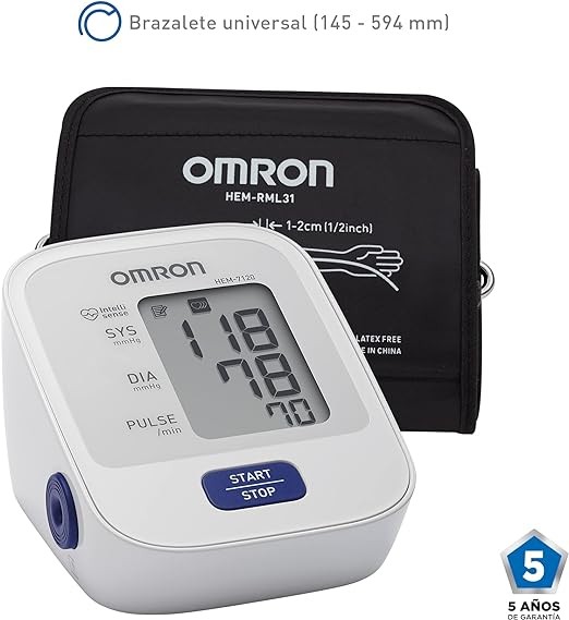 A OMRON Medidor de Presi&oacute;n Arterial de Brazo HEM-7120, Diferentes Funciones con Tecnolog&iacute;a Avanzada, 1 Unidad, Color Blanco. image number null