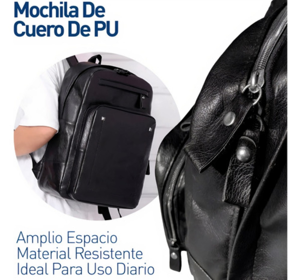 Mochila Antirrobo Para Laptop Cuero Impermeable Puerto Usb Negro image number null