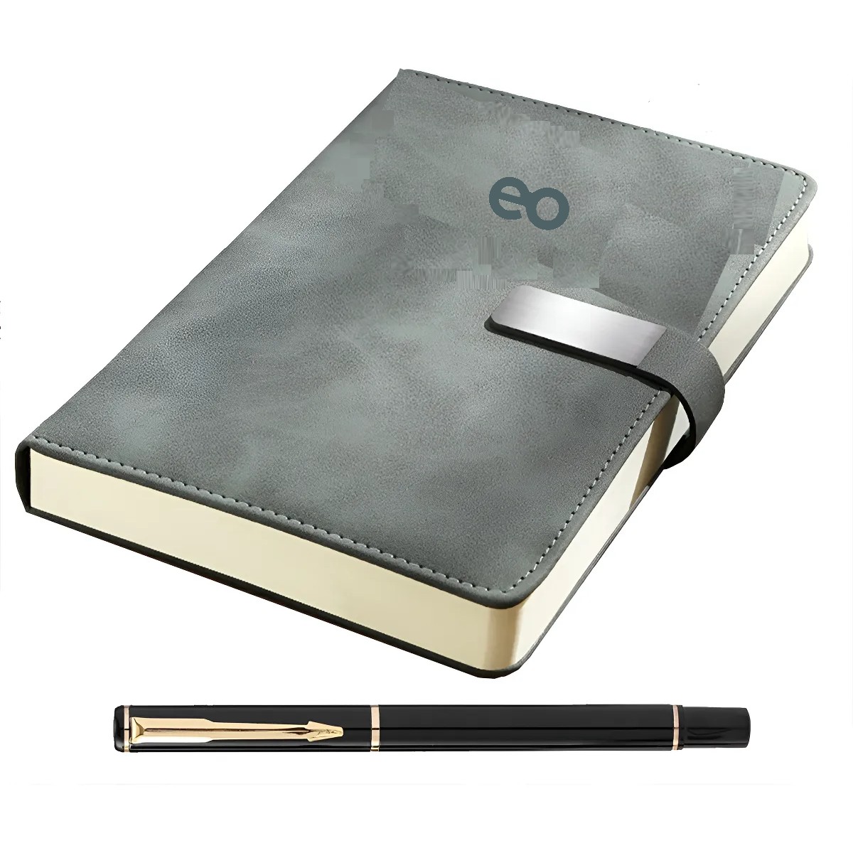 Cuaderno Libreta A5 Notebook Regalo 360 P&aacute;ginas Pluma Negro Color Gris image number null