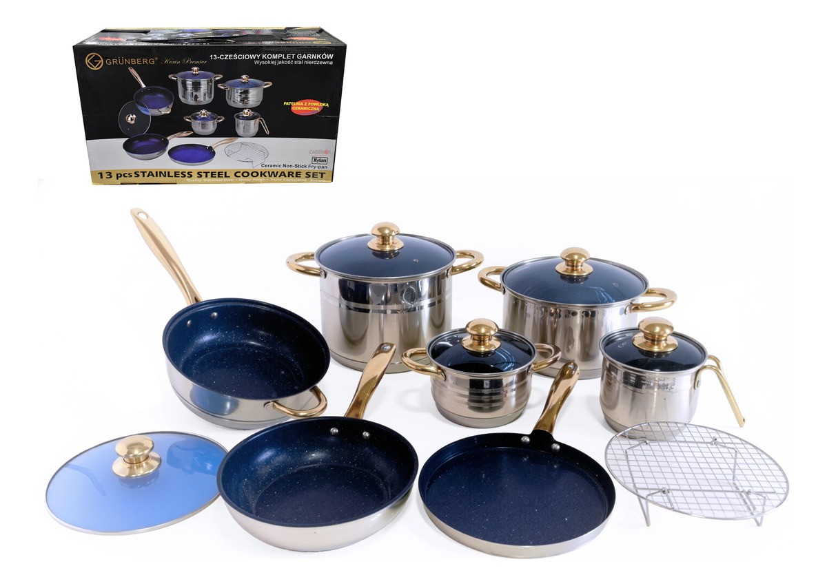Bater&iacute;a De Cocina 13 Piezas Acero Inoxidable Quir&uacute;rgico 7 Capas Grunberg Grl899 Plateado image number null