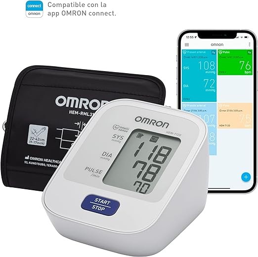 A OMRON Medidor de Presi&oacute;n Arterial de Brazo HEM-7120, Diferentes Funciones con Tecnolog&iacute;a Avanzada, 1 Unidad, Color Blanco. image number null