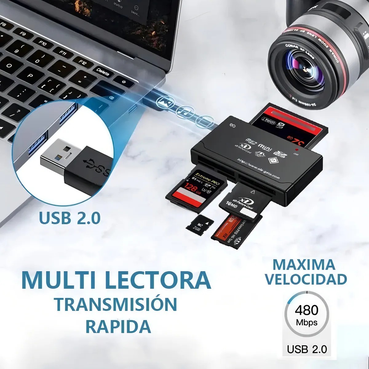 Multilector Memorias Micro Sd Pro Duo M2 Mmc T-flash A Usb image number null