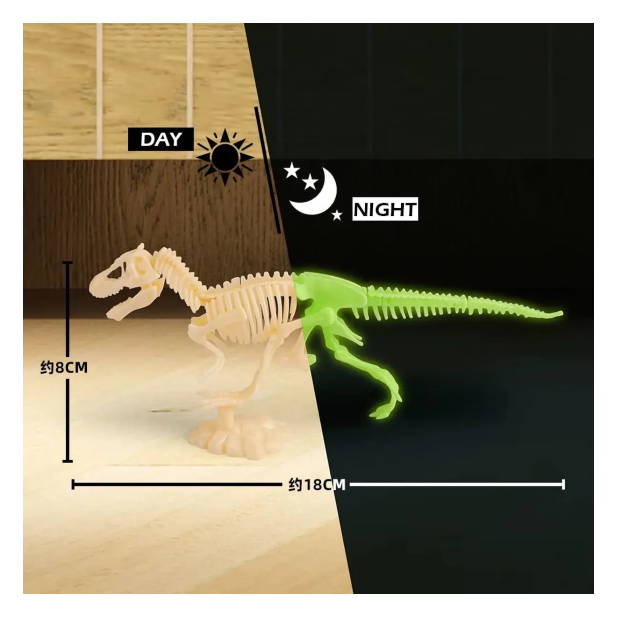 F&oacute;sil Set Educativo , Exploraci&oacute;n Total Libera y Despierta al T-Rex con Luz, Dino-Luminiscente Brilla en la Oscuridad image number null