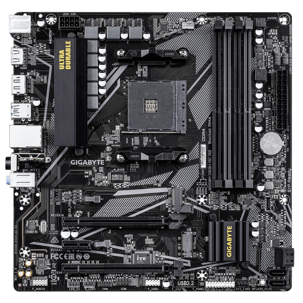 Tarjeta Madre Gigabyte B550M DS3H AC, Micro-ATX, Socket AM4, AMD B550, 128GB DDR4, HDMI/DP para AMD image number null