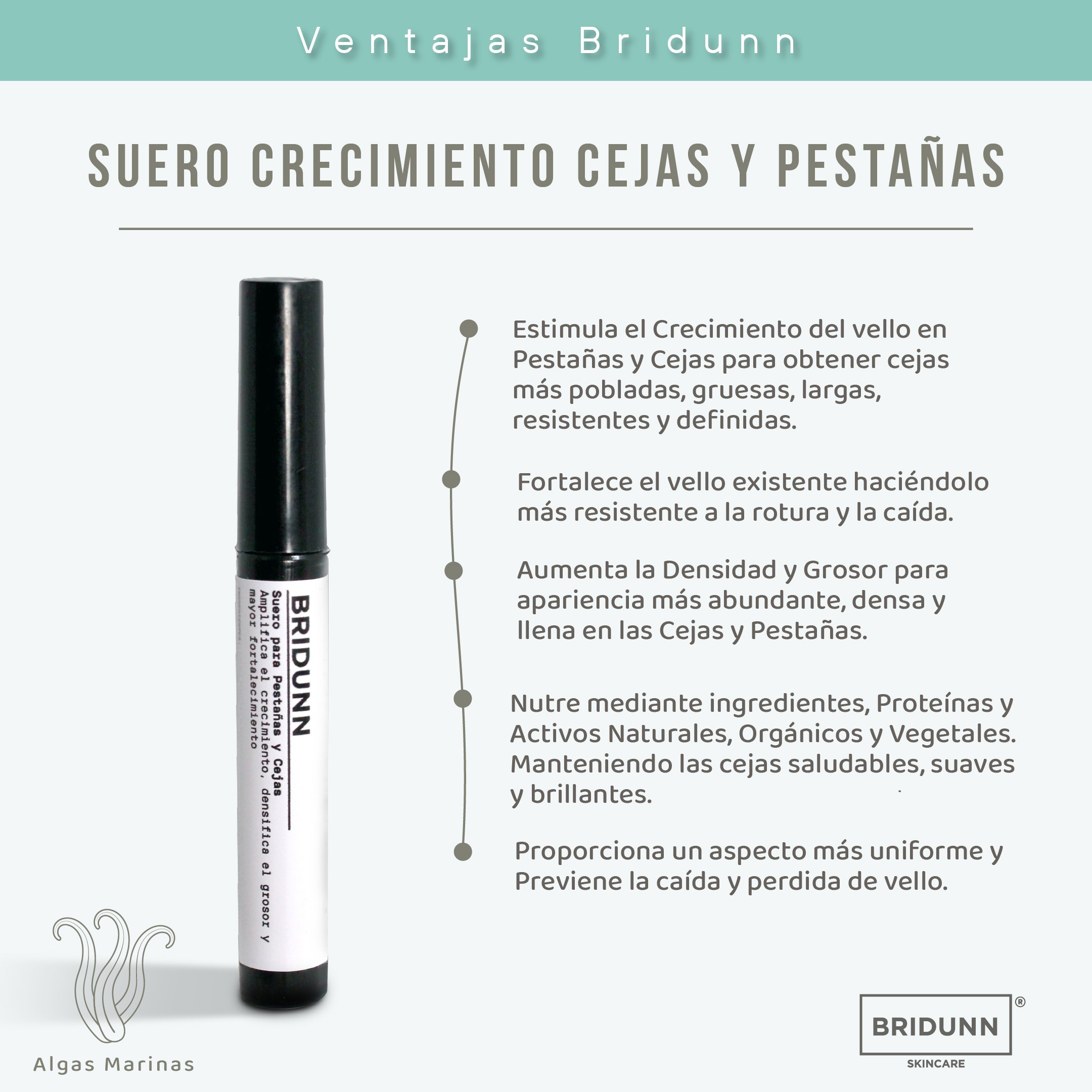 Kit Suero y Boost para Cejas y Pesta&ntilde;as BRIDUNN | Crecimiento Fuerte y Natural con Extractos Bot&aacute;nicos y Marinos image number null