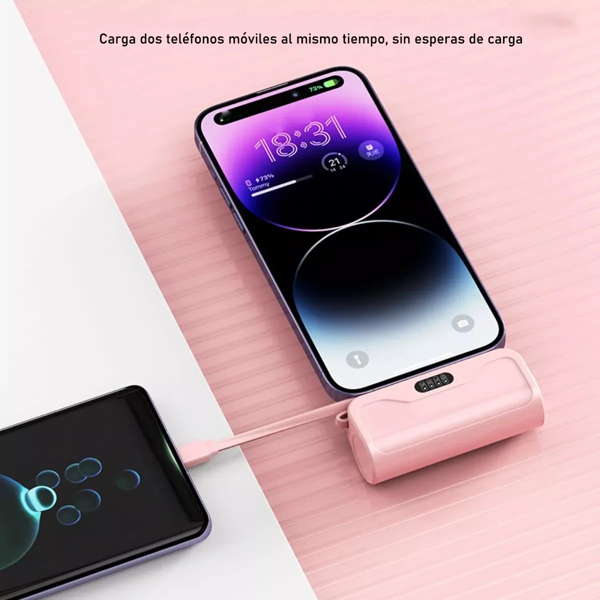 Power Bank 5000 Mah Cargador Bater&iacute;a Port&aacute;til Para iPhone Rosa image number null