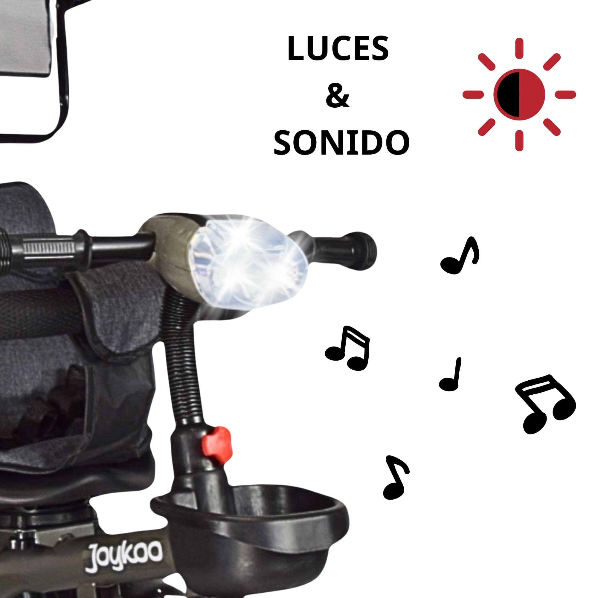 Triciclo para Ni&ntilde;os Evolutivo Asiento Giratorio 360 Luz Sonido - GRIS image number null