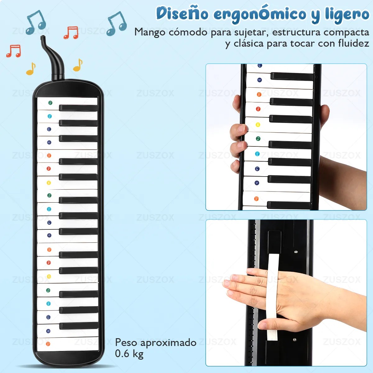 Melodica Portatil 32 Teclas Teclado Piano para Ni&ntilde;os Peque&ntilde;os con Boquilla y Estuche Color Negro image number null