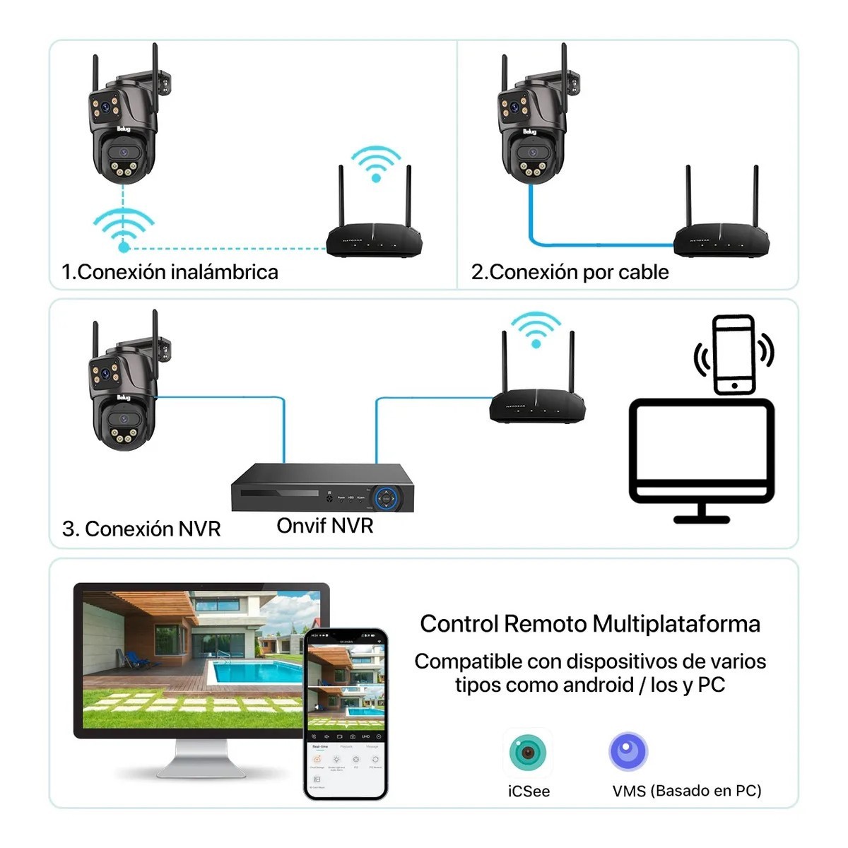 C&aacute;mara De Seguridad Exterior Wifi 8mp Doble Lente Icsee image number null