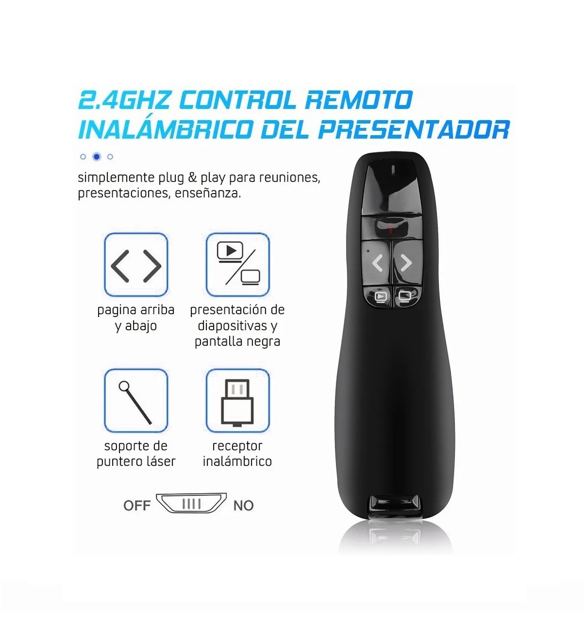 Apuntador Presentador L&aacute;ser Inal&aacute;mbrico Malubero Remota Con Usb image number null