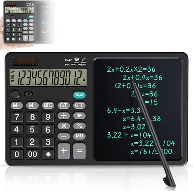 A JESWO Calculadora Cient&iacute;fica Digital, Calculadora LED Plegable Port&aacute;til con Tablet Borrable de Escritura para Todos Los Grados, Oficinas, Escuelas (Pantalla Grande). image number null