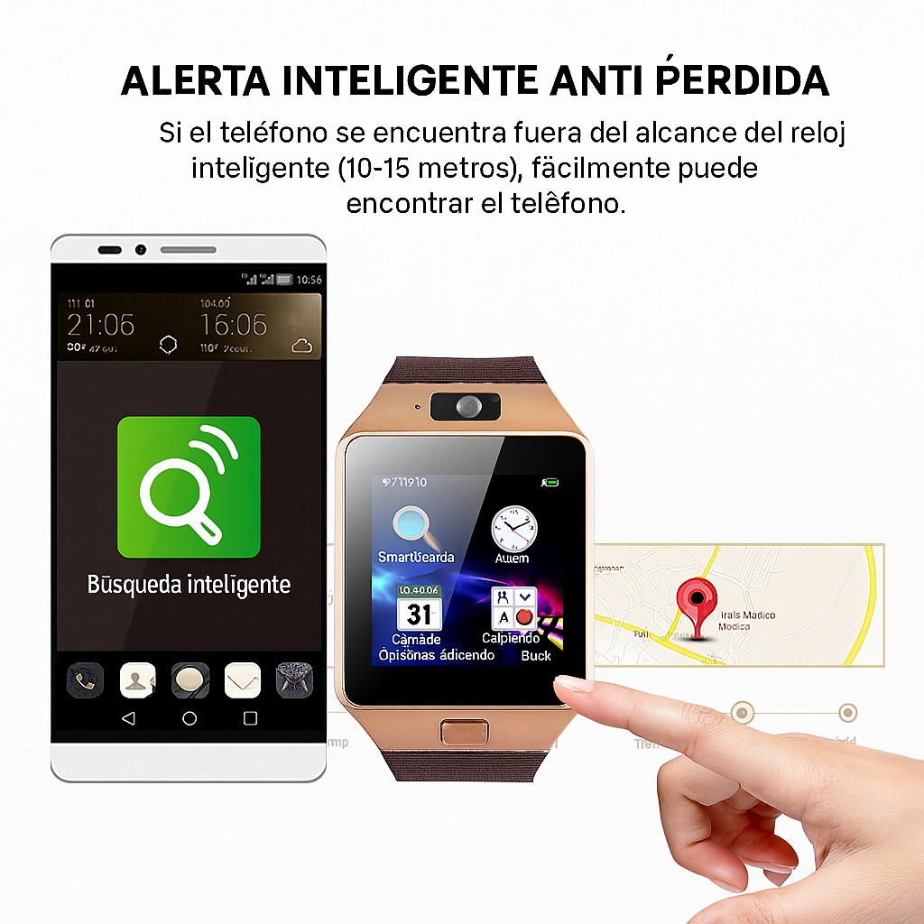 Smartwatch Dz09 Con Bluetooth, C&aacute;mara, Cronometro, Llamadas - Reloj Inteligente Dorado. image number null