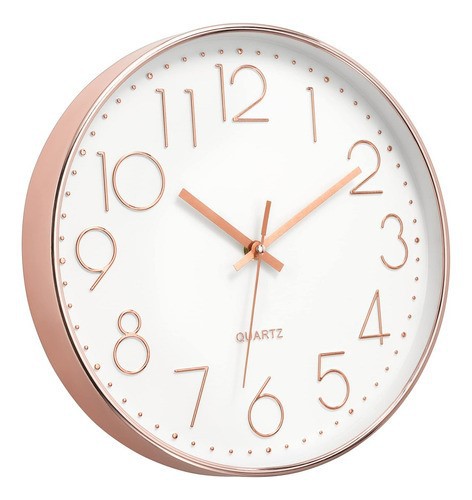 Reloj De Pared Silencioso, Moderno Y Grande De Cuarzo Color de la estructura Oro rosado Color del fondo Oro rosado. image number null