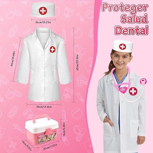 M KITCHEN CHOICE Juego de Doctor para Ni&ntilde;os,41Pcs Kit de Doctora Juguetes para Nina,Doctora Juguetes con Luz y Sonido Incluir Estetoscopio,Bata de Laboratorio,Regalos para Ni&ntilde;o y Ni&ntilde;a de 3+ A&ntilde;os(Rosa). image number null