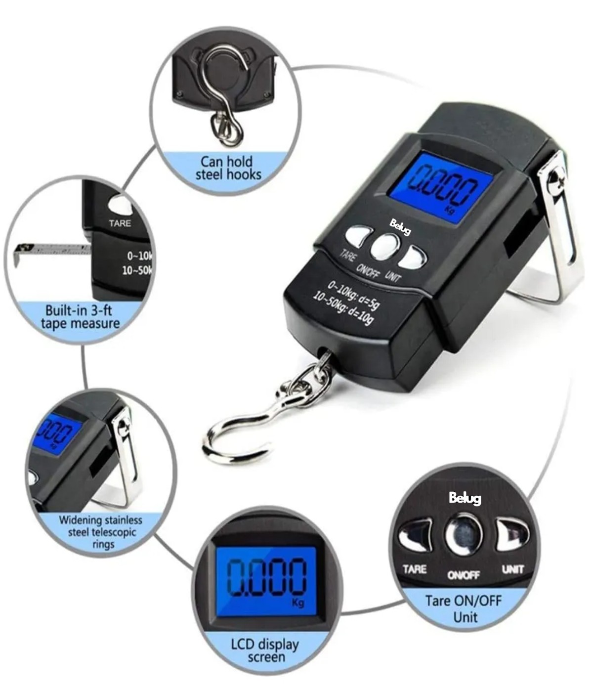 Bascula Digital Portatil Para Maleta Articulos De Viaje 50kg Negro image number null