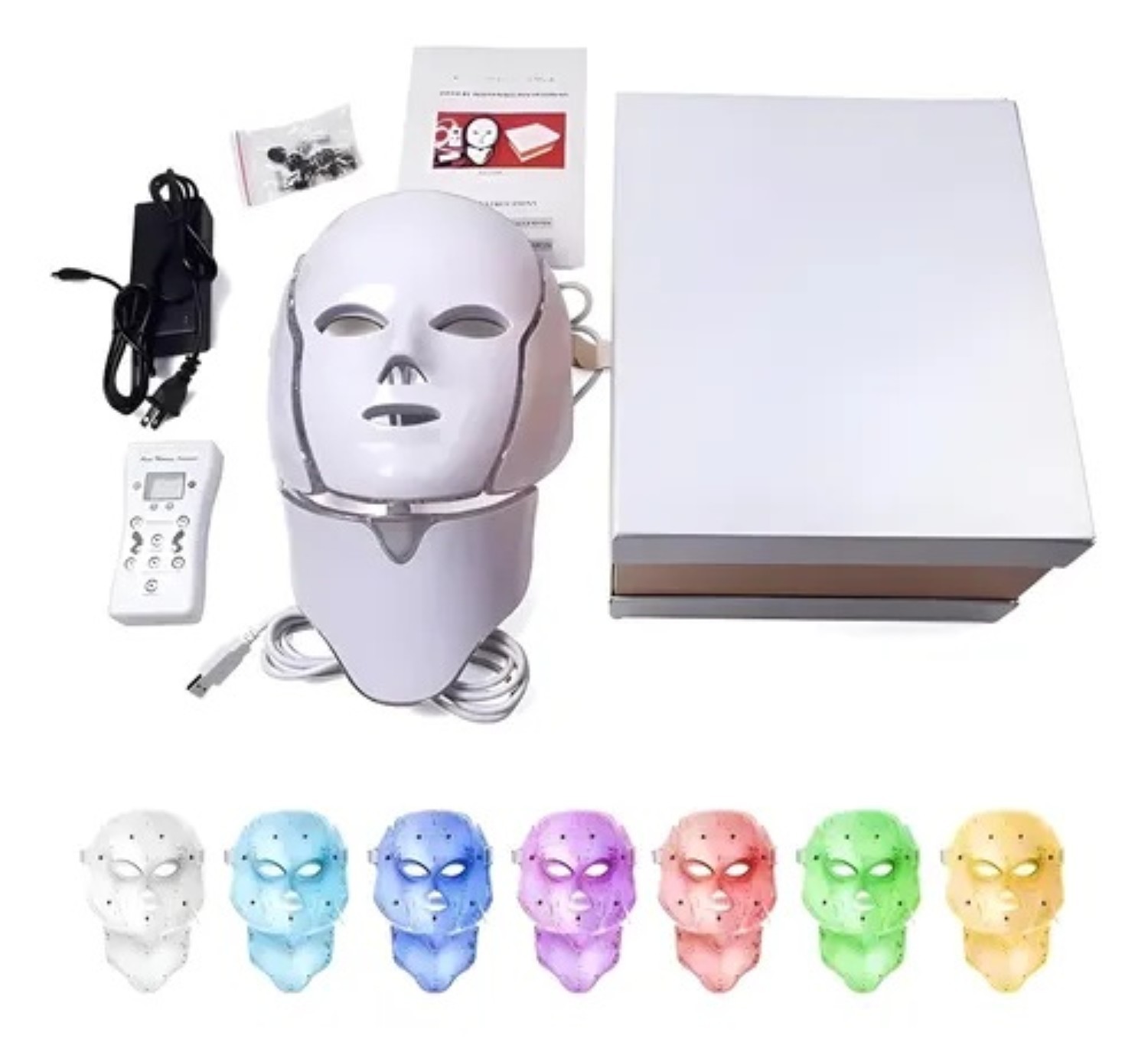 M&aacute;scara facial terap&eacute;utica LED 127V Blanco image number null