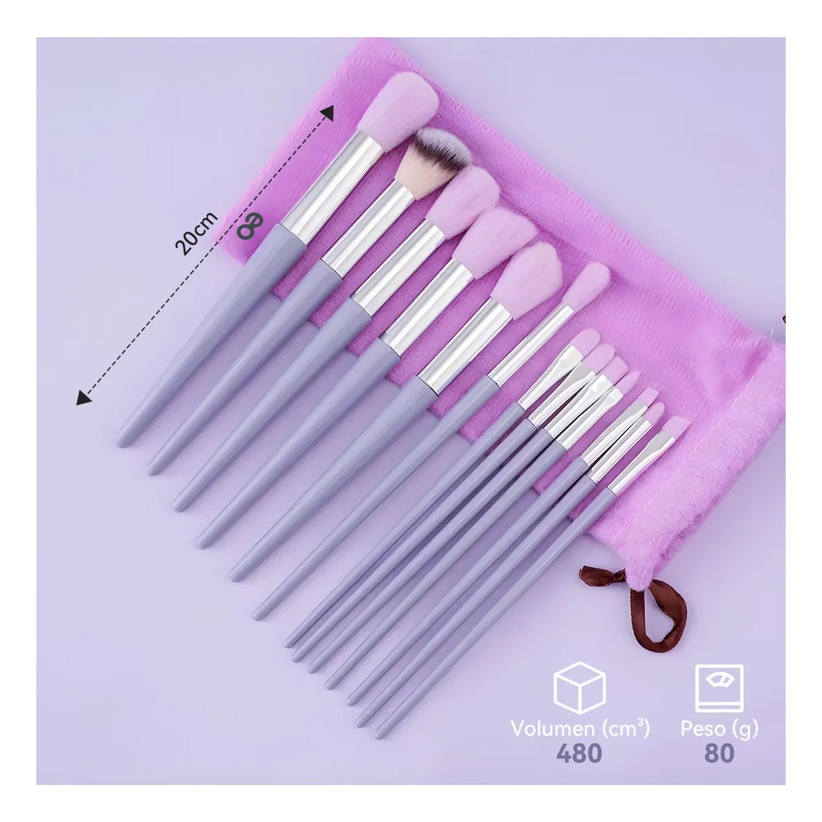 Set Brochas De Maquillaje 13 Pzs Profesional Purpura image number null