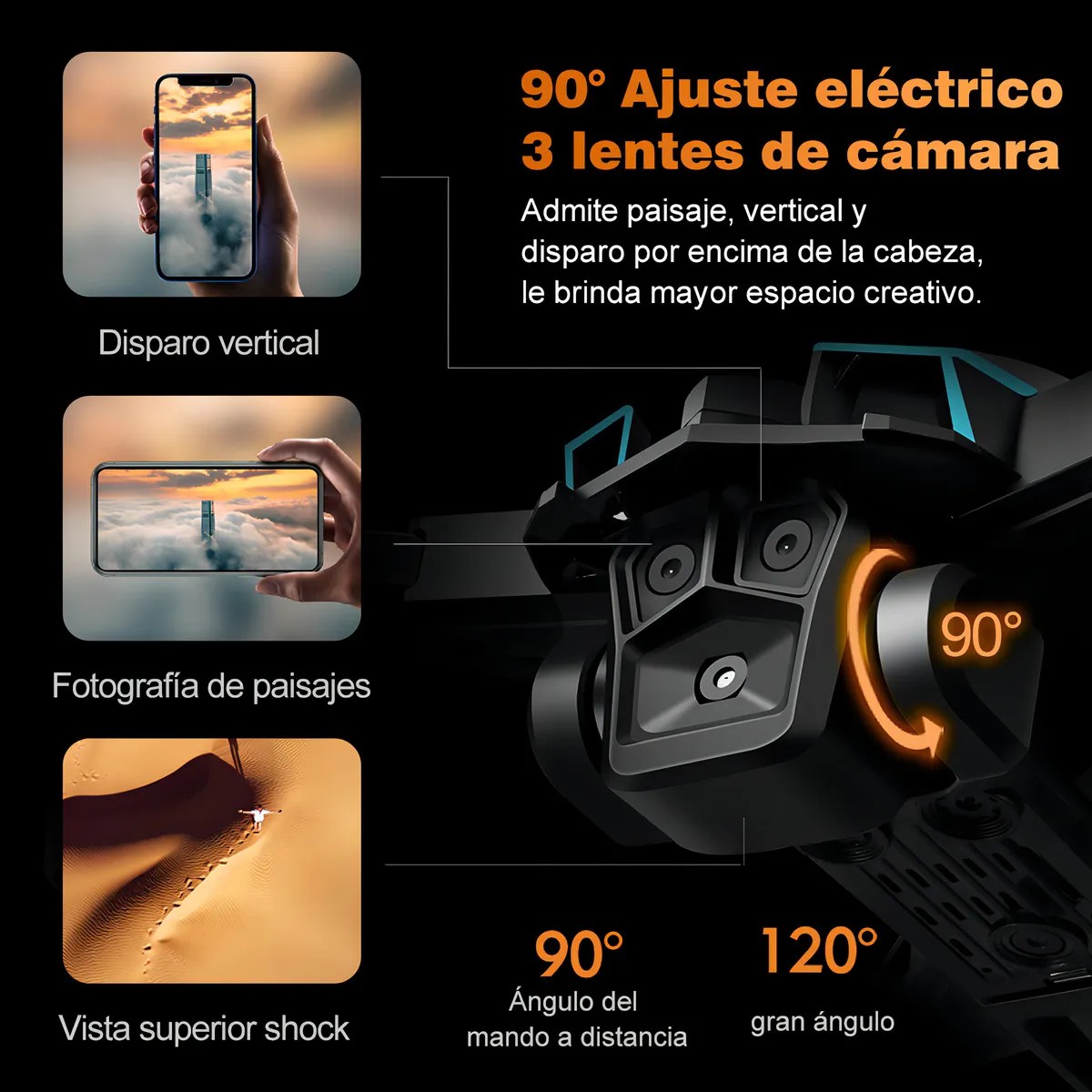 Drone Zll K12max Con Dual C&aacute;mara 8k Negro 2.4ghz 3 Bater&iacute;a image number null