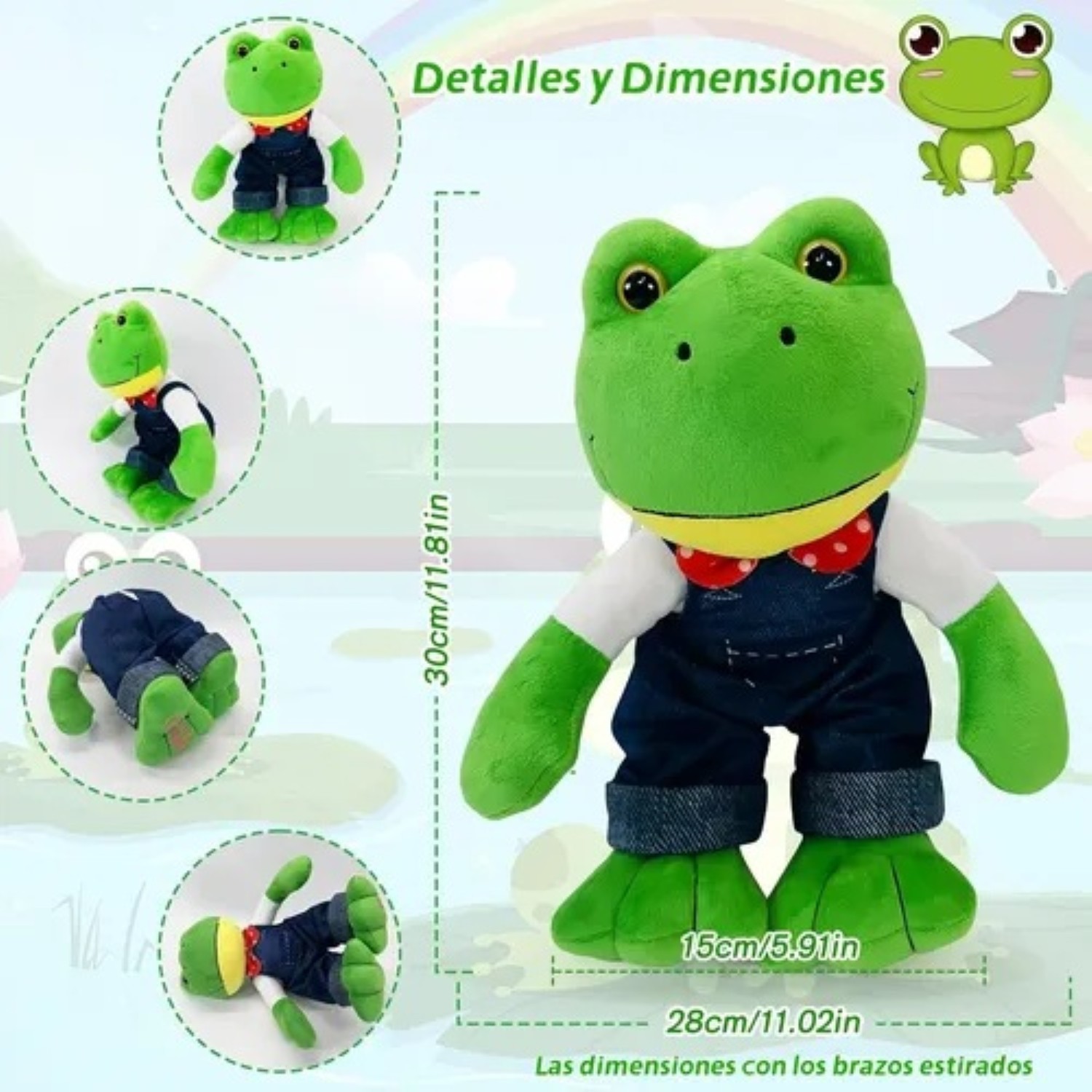 Peluche Rana Rene 30cm Verde image number null