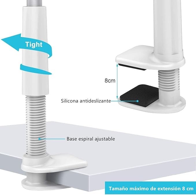 A Yostyle Soporte para Celular de Brazo Flexible, Soporte para Tel&eacute;fono M&oacute;vil Cuello de Cisne para Cama Escritorio o Mesa Brazos Largos de 110 cm Soporte para 3.7-7.7" Smartphones Tablet. image number null