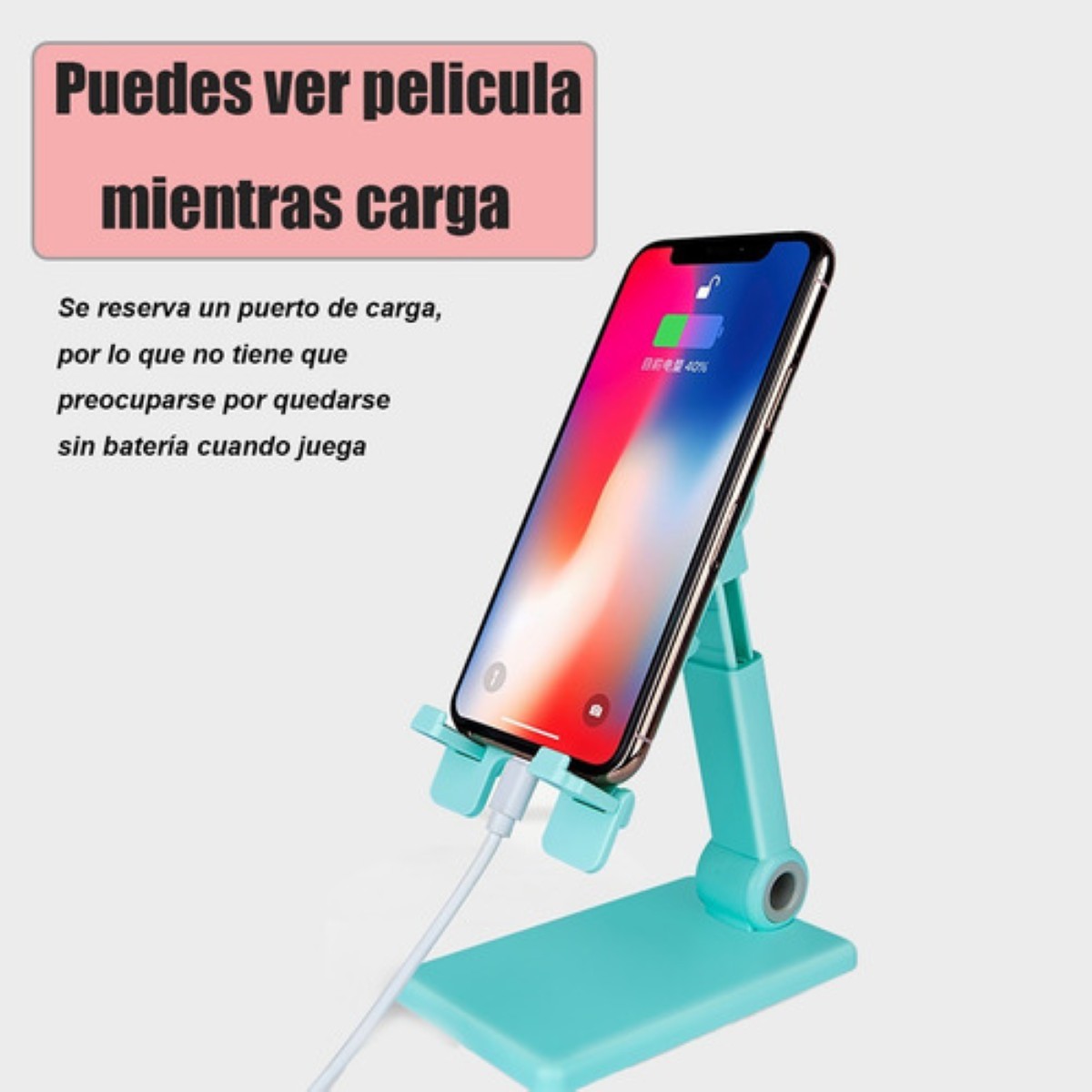 Soporte De Escritorio Para Celular Plegable Y Ajustable Blanco image number null