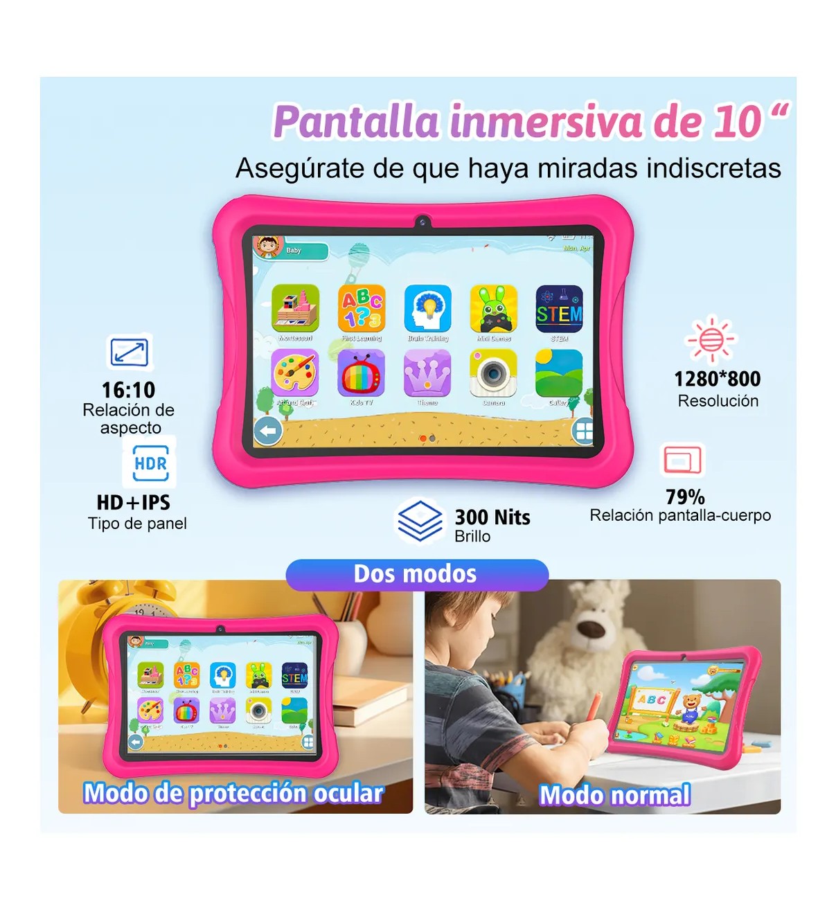 Tablet Con Funda Pad 10'' Android 64gb+4gb Memoria Ram Rosa Malubero image number null