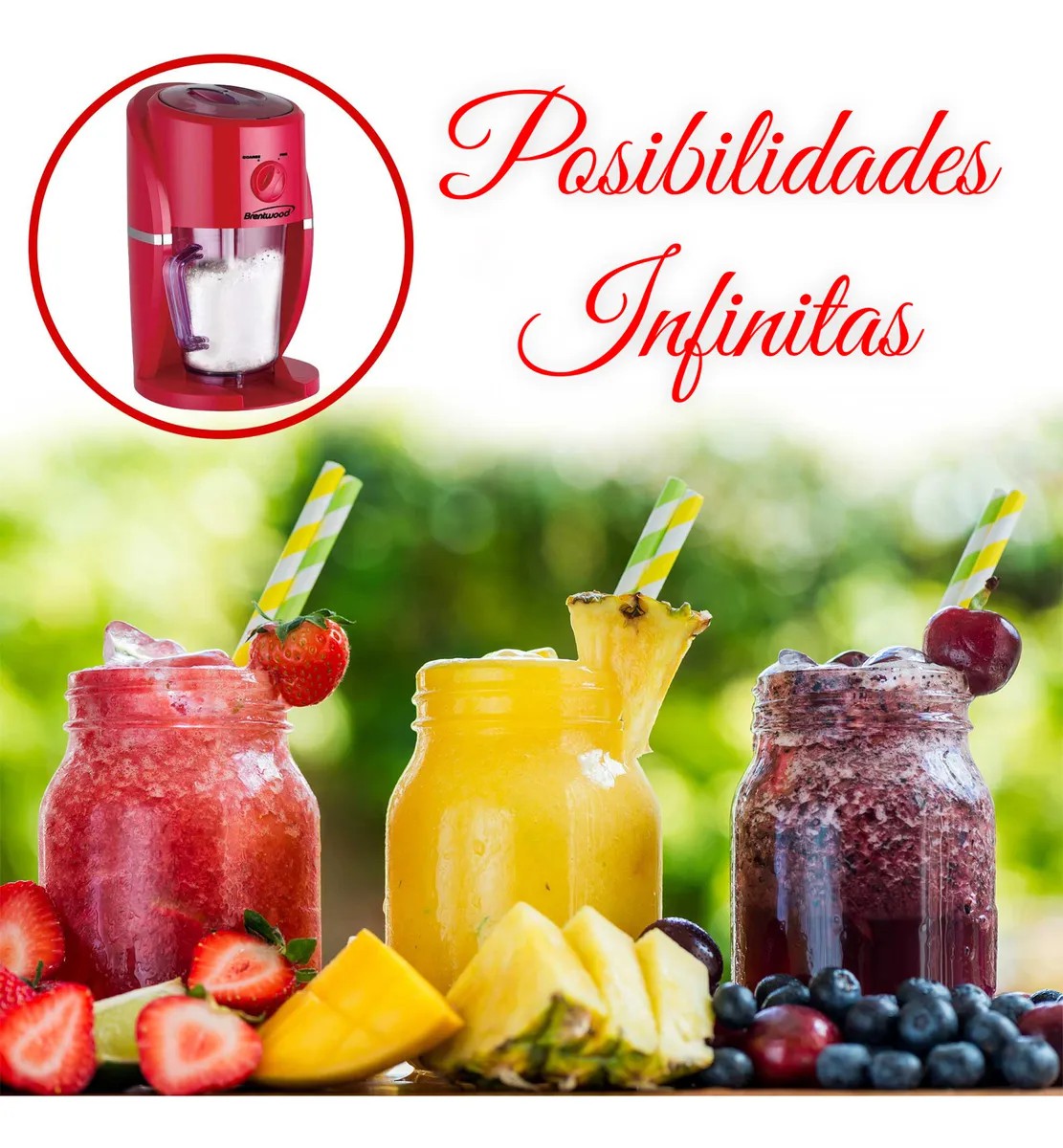 M&aacute;quina De Bebidas Margaritas, Smoothies Y Frapp&eacute; Uso F&aacute;cil Brentwood Ts1425r Rojo image number null