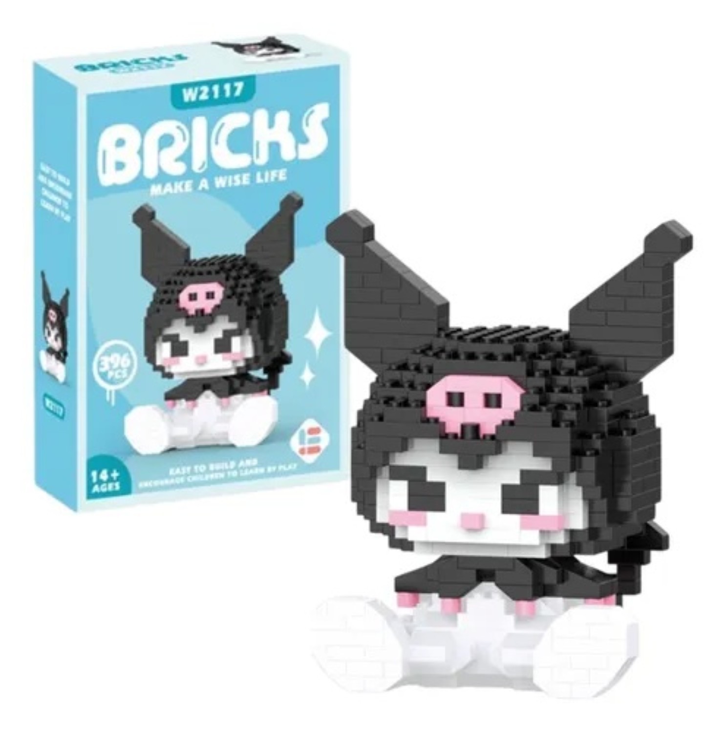 Set Mini Bloques Armables Kuromi 396 pzs Negro image number null
