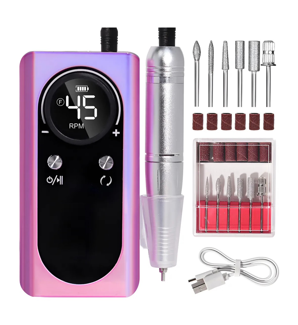 Pulidor De U&ntilde;as Esmeril Profesional Drill Port&aacute;til 45000 Rpm Rosa Tornasol Bloosom image number null