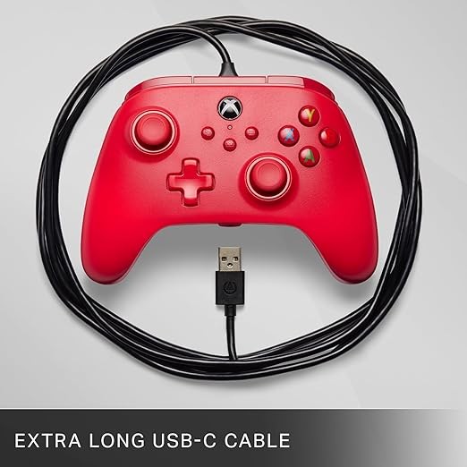 Mando con cable PowerA para Xbox - Rojo, gamepad, controlador para videojuegos cableado, controlador para juegos, image number null
