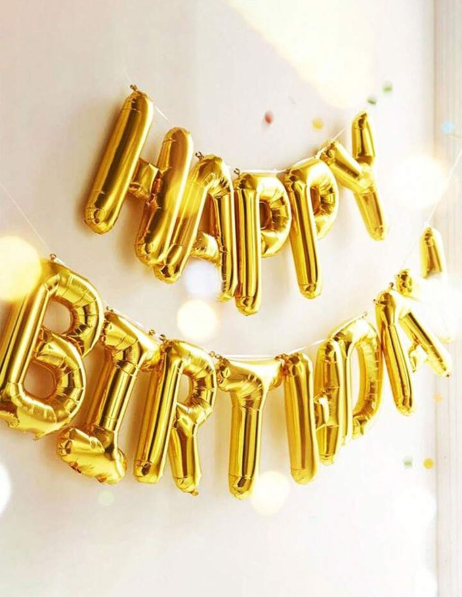 Globos Met&aacute;licos "Happy Birthday" Dorado Decoraci&oacute;n Fiesta image number null