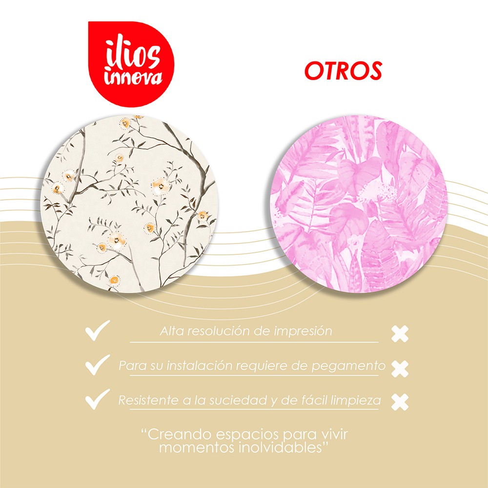 Ilios Innova | Papel Tapiz Decorativo Motivo Floral y Fondo Beige, Rollo de 10m x 1.06m, Renovaci&oacute;n de Paredes y Muebles image number null