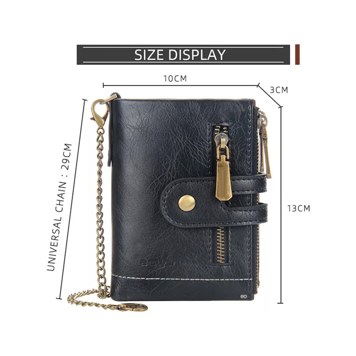 Cartera Rfid Regalo Bloqueo Con Cadena Antirrobo Para Hombre Negro image number null