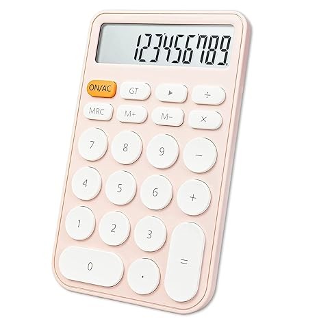 A GAGATY Calculadora Est&aacute;ndar de 12 D&iacute;gitos, Pantalla Grande de Escritorio y Botones, Calculadora con Pantalla LCD Grande para Oficina, Escuela, Hogar y Negocios, Suspensi&oacute;n Autom&aacute;tica (Rosa y Blanco). image number null