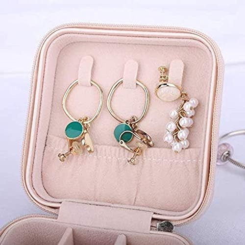 A Organizador port&aacute;til de joyer&iacute;a de viaje - Organizador port&aacute;til de cuero para joyer&iacute;a de viaje Caja para anillos Pendientes Pulseras de collar. image number null