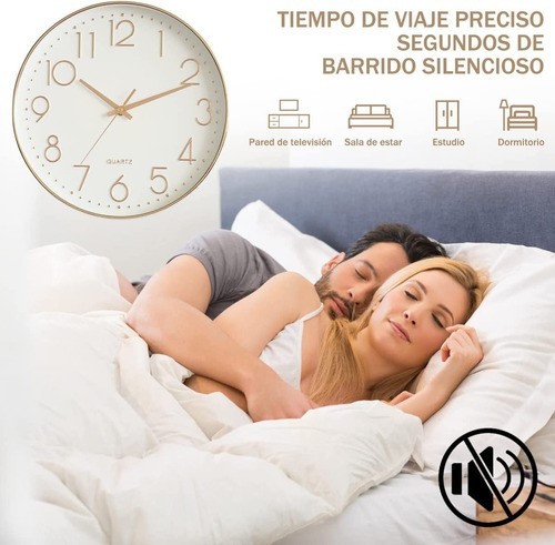 Reloj De Pared Silencioso, Moderno Y Grande De Cuarzo Color de la estructura Oro rosado Color del fondo Oro rosado. image number null