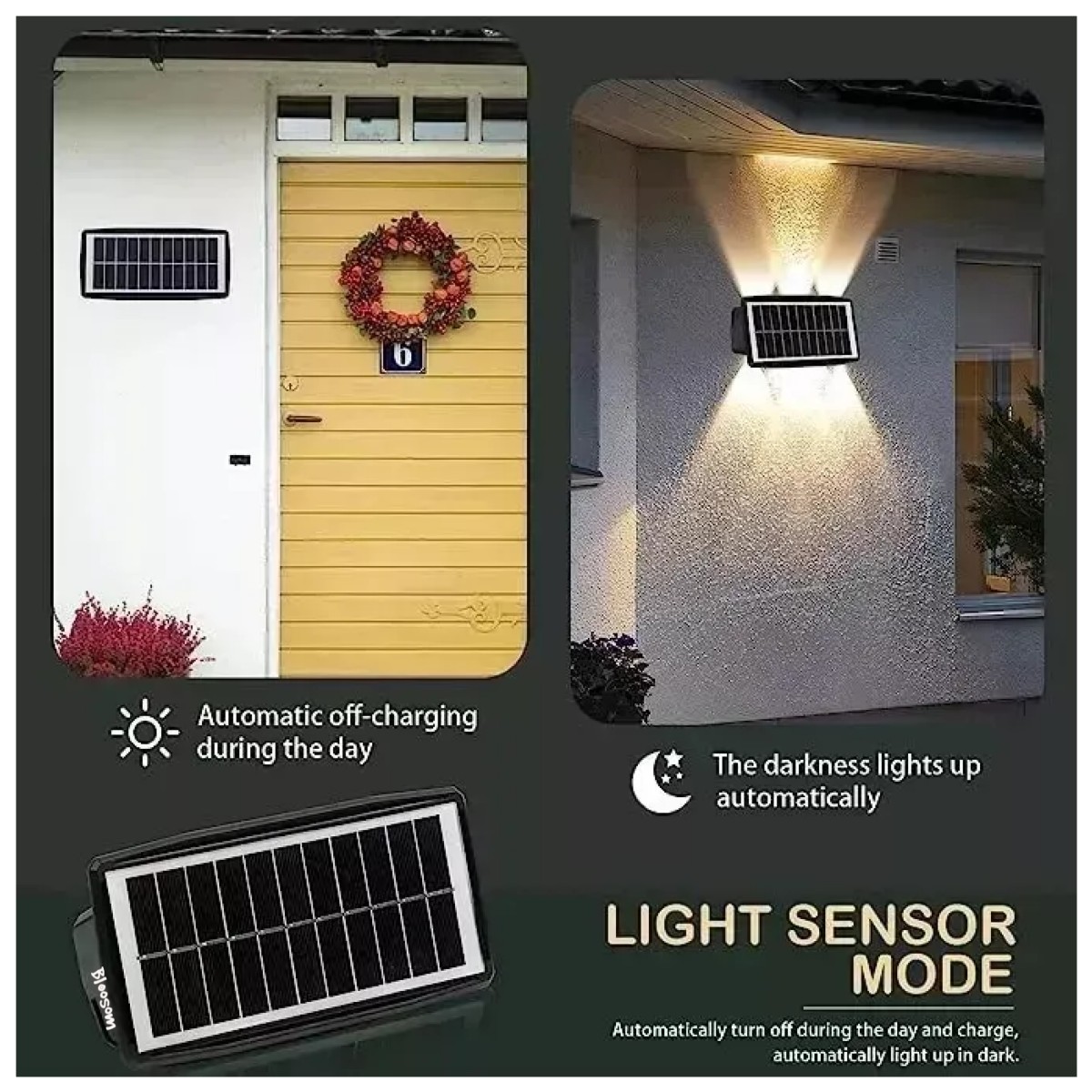 Luminaria Solar Exterior Impermeable Luz Pared Color M2 image number null