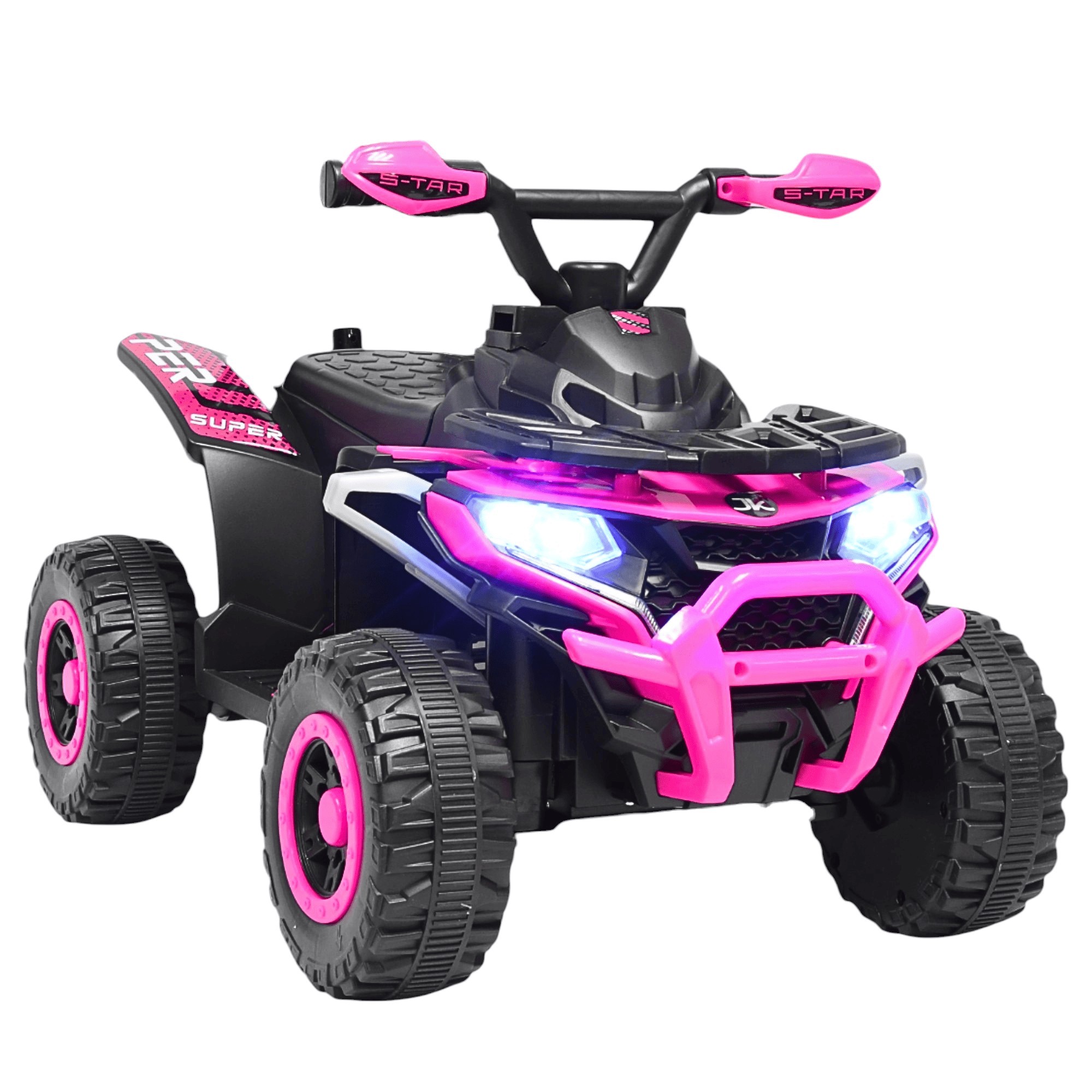 Montable Electrico para Ni&ntilde;os H&iacute;brido con Bast&oacute;n Dirigible Pedal Acelerador Barras de Seguridad Luces Bater&iacute;a 6v - Rosa image number null