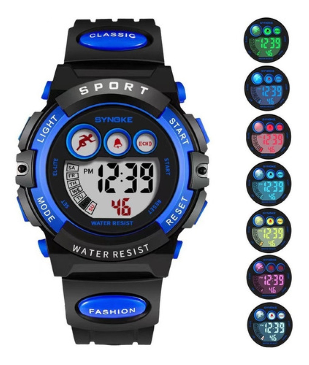 "Reloj Electr&oacute;nico Para Ni&ntilde;os Deportes A Prueba De Agua Azul negro " image number null